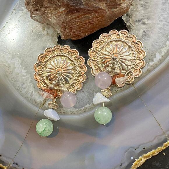 Carolyn Pollack Sterling Concho w/Multi Gemstone Beads Stud Earrings For Women - Picture 5 of 10